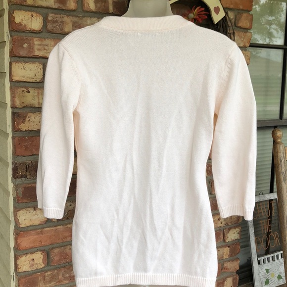 D&Co. Denim & Co. white cable knit cardigan/single button down sweater. - Picture 4 of 6